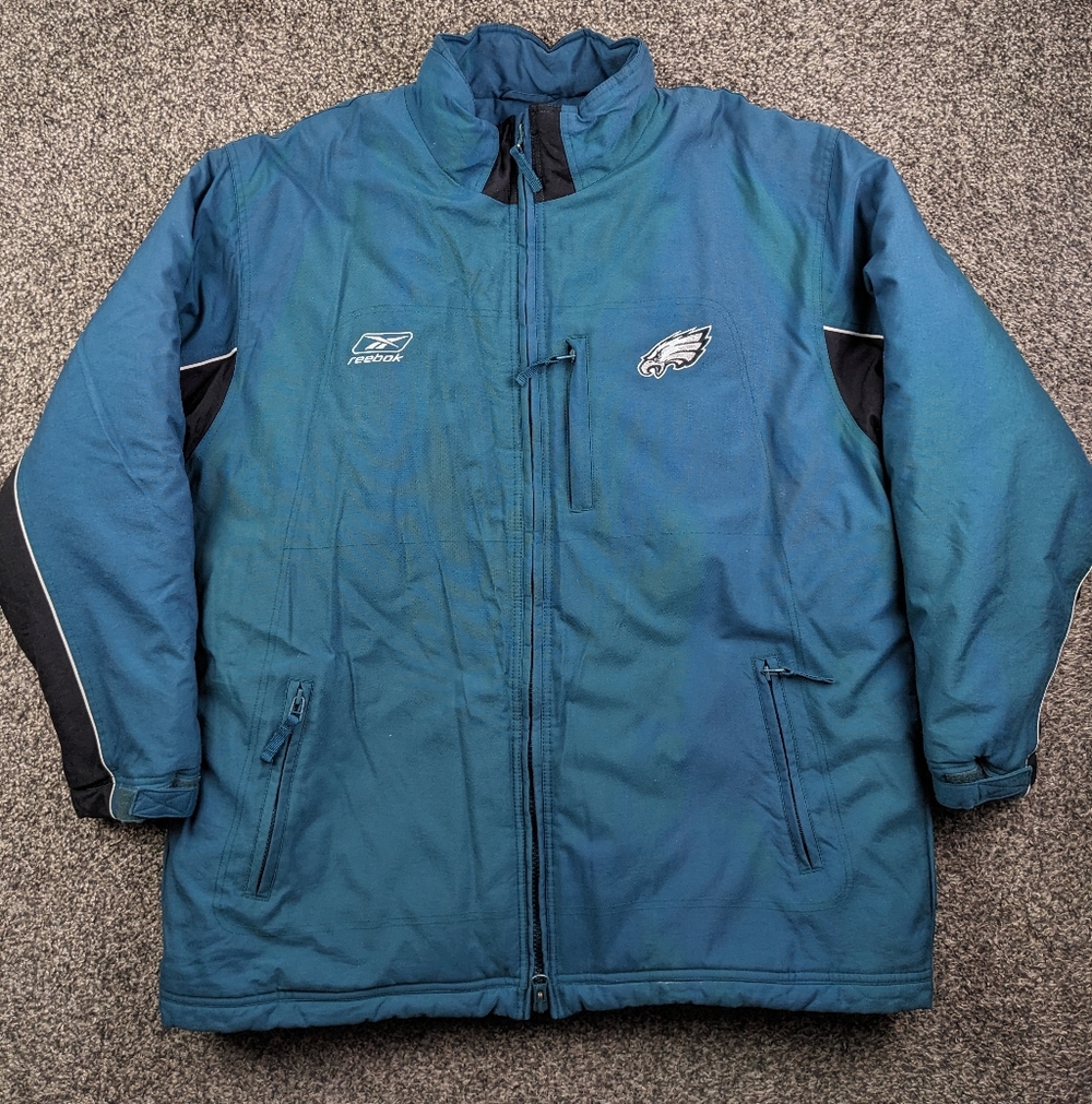 Vintage Philadelphia Eagles Jacket Reebok On Field Quilt Lined Mens XL Y2K